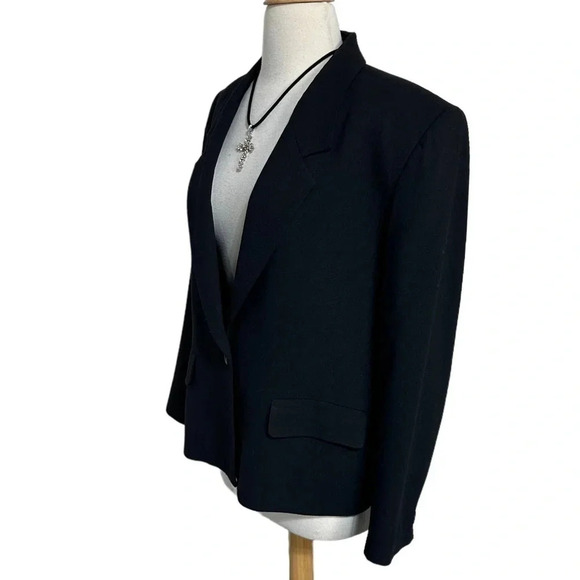 Talbots vintage 14 plus size black 1 button blazer - Picture 4 of 8